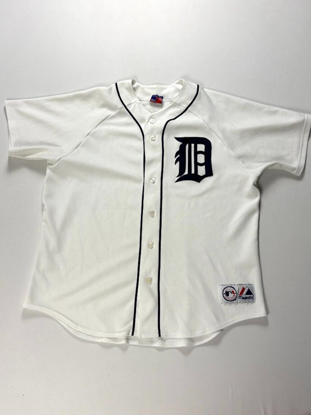 Vintage Detroit Tigers Majestic Baseball Jersey White Sz XL MLB Button Up